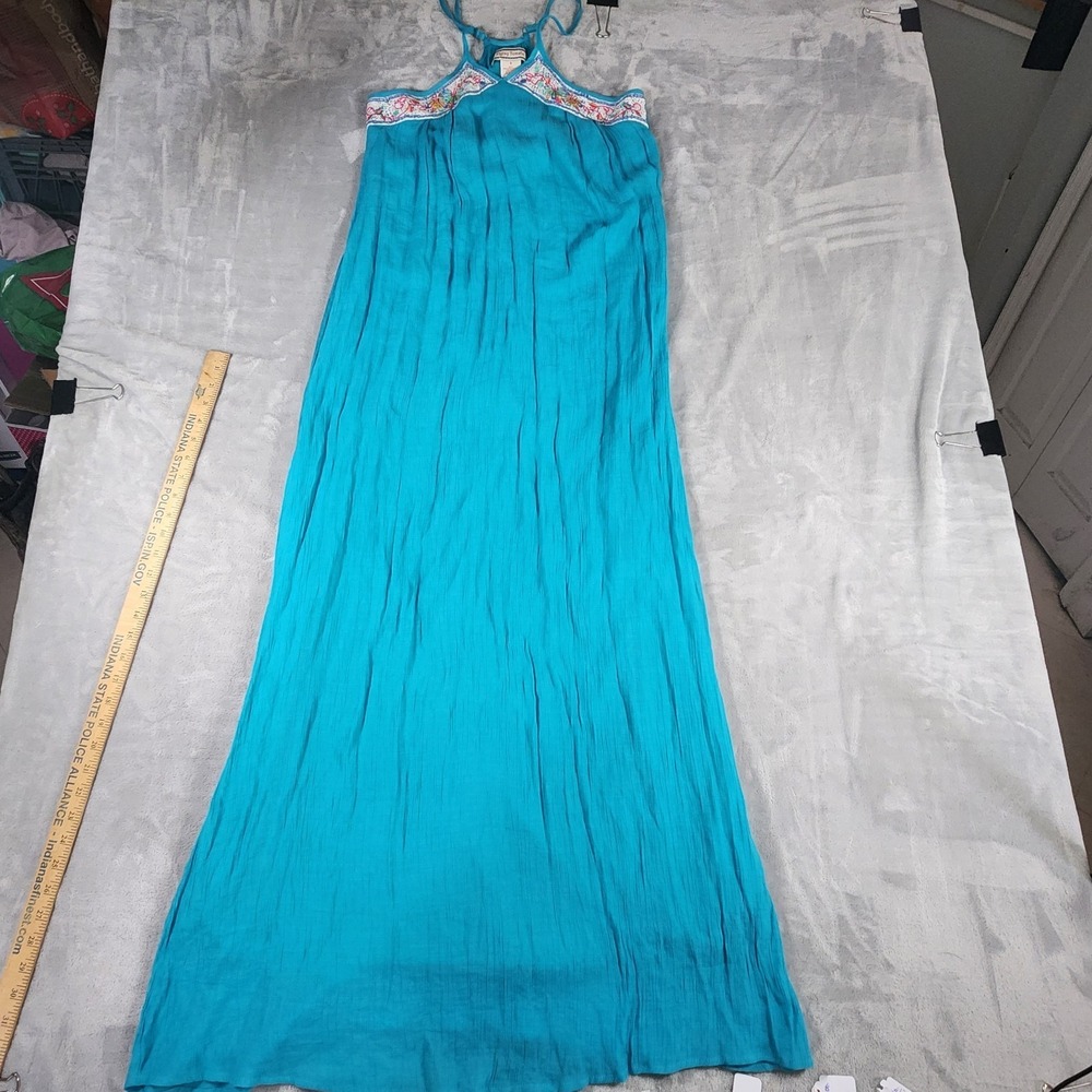 Flying Tomato Tael Gauze Maxi Dress Small Spaghetti Strap Racerback Boho Beachy
